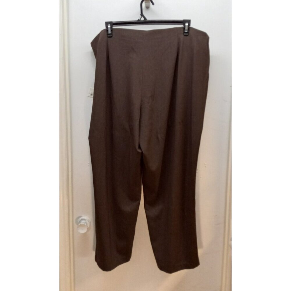 Avenue Stretch Women's Pants 47/29.5 Plus Size 26 Brown Flat Front Straight NWT - Picture 2 of 16